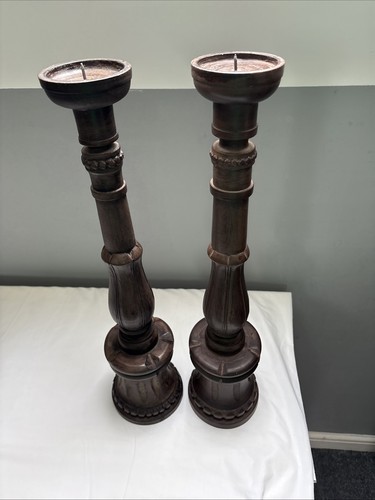 Tall wooden carved candle - tall,