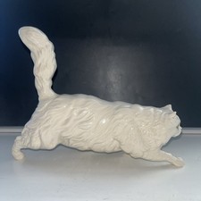 ROYAL DOULTON CAT  STALKING TAIL UP  MODEL No. DA 149 WHITE GLOSS PERFECT