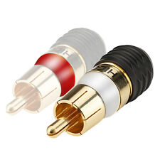 HICON Rca Plug 1 Piece White O Red Rca Gold Plated Solderless Mount HI-CM-SM