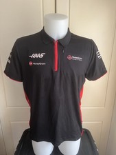 MONEYGRAM HAAS F1 TEAM ISSUE ZIPPED POLO SHIRT MENS LARGE 2024 SEASON