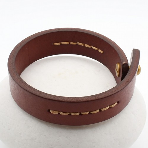 Men leather cuff bracelet - leather,