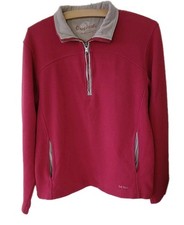 Fat Face Women's Size 14 Red Fleece / Sweatshirt With Quarter Zip