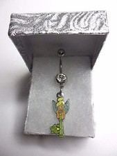 New Double Sided Disney World Tinkerbell Key Charm dangling on Belly Navel Bar