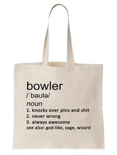Bowler Definition Funny Tote Bag Shopper Sport Ten Pin Bowling Alley Strike Cool
