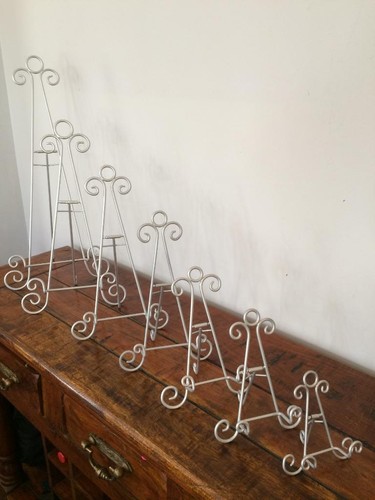 Silver iron easel display - easel,