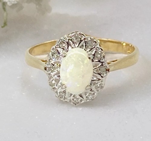 Opal diamond ring 9ct - opal,
