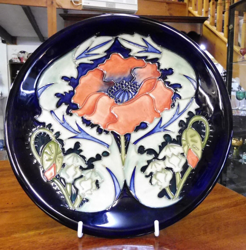 Moorcroft poppy plate - poppy, designed