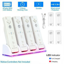 4X For Wii Remote Controller  Rechargeable Batteries Pack & Charger Dock Station
