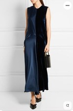 Navy Graziella satin & velvet maxi dress Stella McCartney Size Uk 4