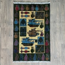 133 x 82cm Handmade Afghan Soviet War Rug Children's Small Oriental Wool Rug
