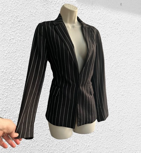 Mng black jacket - black, pinstripe