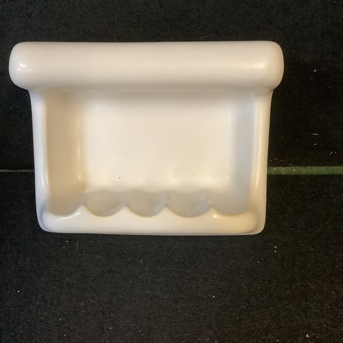 Ceramic white soap dish - white,