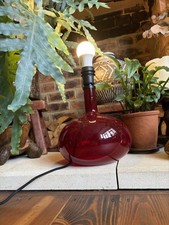 Vintage 90s Ikea Ljusas Red Glass Lamp Original Shade Hand blown Anne Nilsson