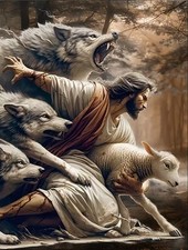Jesus Lamb & Wolves Christian