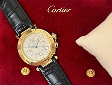 Cartier Pasha 18ct Yellow Gold Auto 38.5mm Gents Watch Box Papers Serviced 1992