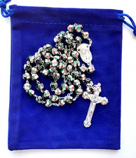 ROSARY GENUINE CLOISONNE BEADS   Black Enamel   8 mm Beads Made in Italy