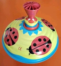 Vintage Retro LBZ Kids Spinning Top Ladybird Print Sounds Tin Colourful Metal