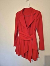 Sexy Mini Red Dress Short skater dress UK size 10/12 Xmas Valentine Festive 