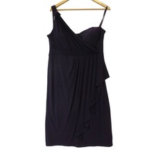 Debut Mini Dress Size UK 14 Aubergine Purple One Shoulder With Tags - Preloved 