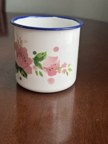 Vintage style white enamel mug - enamel,