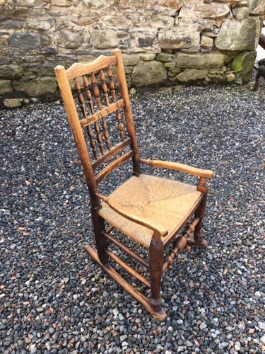Antique period oak rocking - oak,