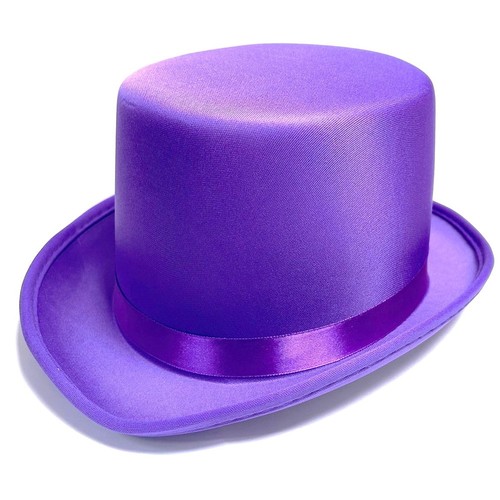 Purple satin top hat - hat, fancy