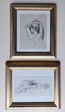 Pair Of Francine Van Hove pencil sketches reproduction signed prints - Framed 