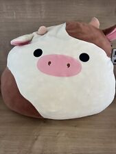 Ronnie The Brown And White Cow Squishmallows HTF 16" Large Massive Soft Toy