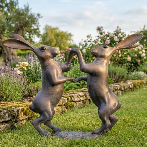 Boxing hares garden - boxing, sculpture
