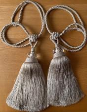 Designer Silken Tiebacks pair Ivory/cream crystal for medium/large curtains