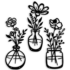 3 Pieces Black Metal Flowers