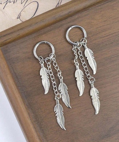 Feather earrings hoop - feather,