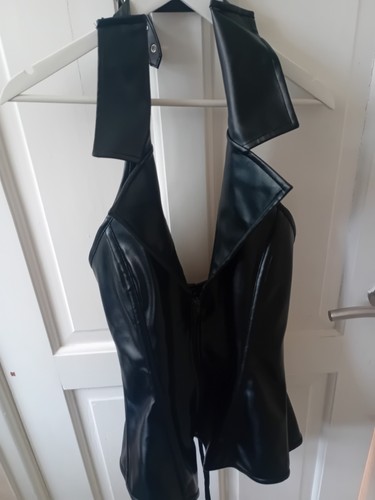 Leather collar corset lace - corset,