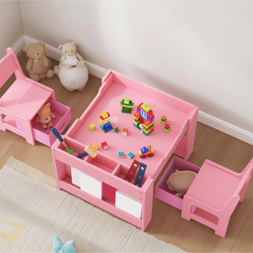 Kids desk with 2 chairs - desk,