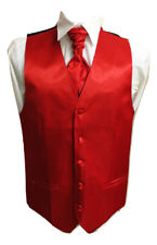 Men's Satin Waistcoat Vest + Matching Cravat 2 Pcs Set For Suit Wedding