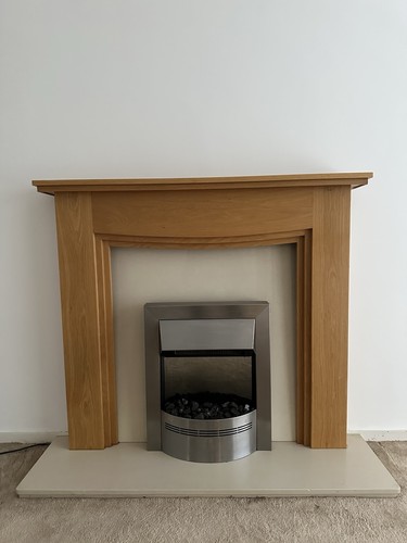 Wood electric fireplace suite - fireplace,