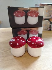 Mushroom Salt & Pepper Shakers, Cruet Toadstool Fairy Cottagecore Woodland Gift