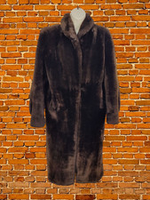 VINTAGE MAR BARRY BROWN MEDIUM FUR COAT WOMENS LONG BEAVER LAMB OVERCOAT JACKET