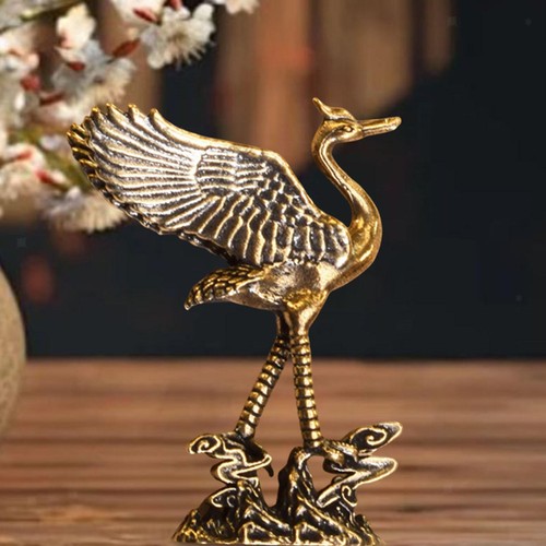 Brass crane figurine - brass,