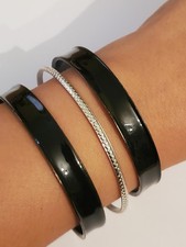 3 X Black And Silvertone Bangles