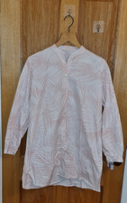Women’s Pink Palm Leaf Print Lightweight Smock Tunic Blouse Top – Size M Medium