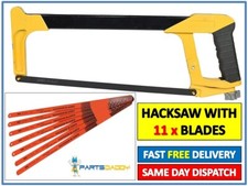 12" 300mm HEAVY DUTY QUALITY DURABLE HACKSAW + 11 HAND SAW BLADES 24TPI UK 23-18