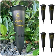 Memorial Plastic Black Flower Vase Grave Crem Spike Vase Pot Remembrance Tribute