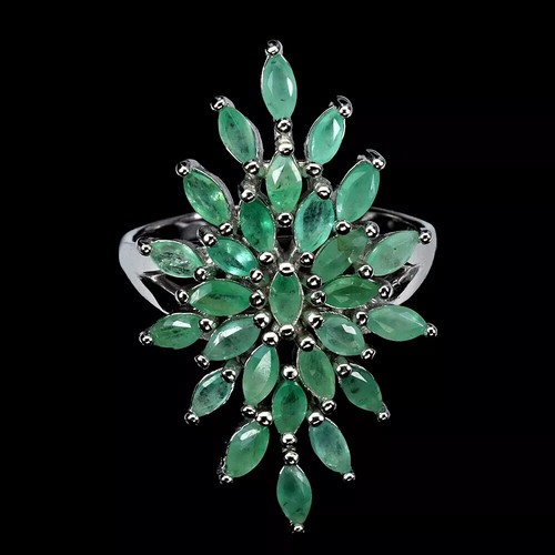 Silver ring green - ring, emerald