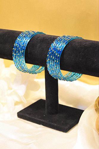 Blue crystal stackable glass - blue,