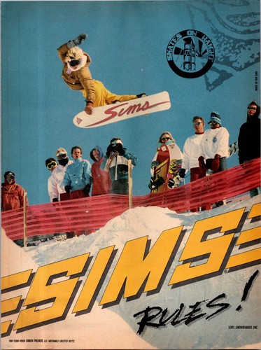 1989 sims snowboards print ad - ,