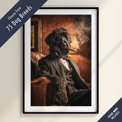 Funny dog smoking cigar print - dog,