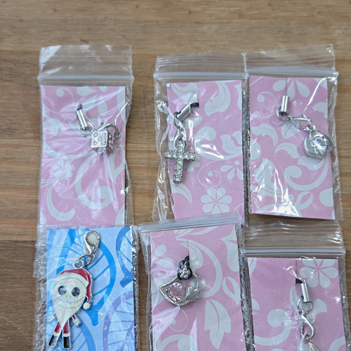 Silver metal phone strap - strap, charm