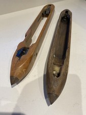 Wood Shuttles Weaving Loom Textile Vintage 18” And 19” Wooden Loom Shuttles