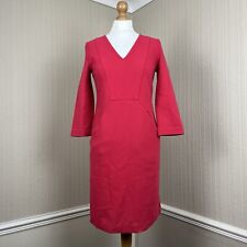 Boden Bronte Ottoman Red Ribbed Shift Dress Pockets V Neck UK 10R Christmas